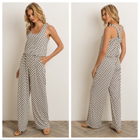 Print Wide Cross Back Band Jumpsuit - Picture 2 of 4
